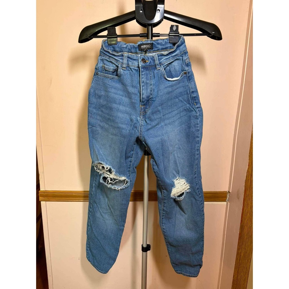 Buffalo David Bitton Hi Rise Mom Jeans Distressed Blue Size 26x34 Y2K Retro